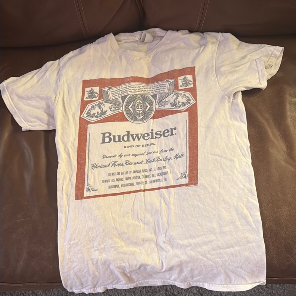 Junk Food Clothing White Budweiser Short Sleeve Tee